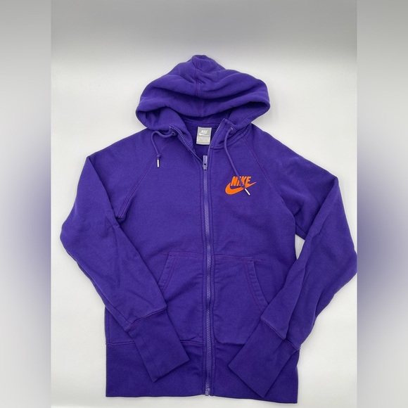 Nike Sportswear Hoodie Womens Medium Purple Swoosh Full Zip Hooded Sweatshirt - Picture 1 of 9